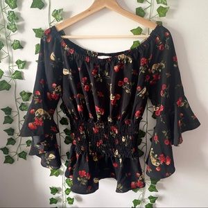 Timing Flared Flower Blouse